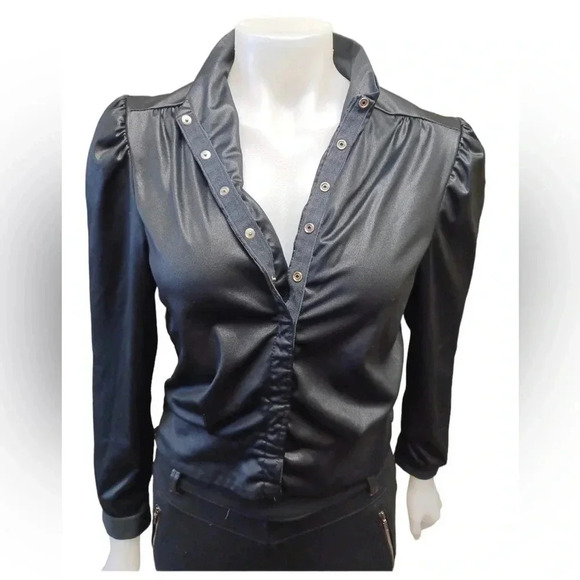 Surf And Turf Of California Vintage Long Sleeve Black Blouse Top  Size Medium - Picture 4 of 9